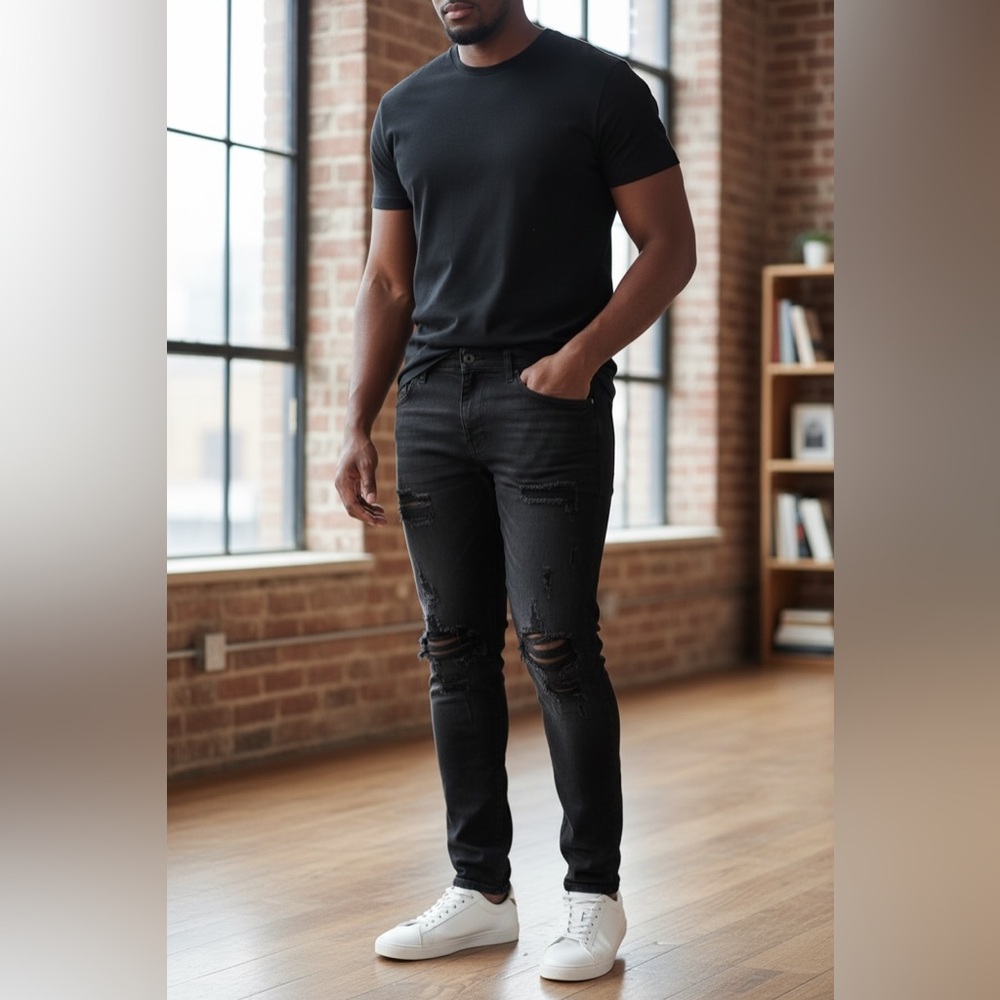 Aeropostale Men's Black Distressed Jeans - Picture 2 of 7